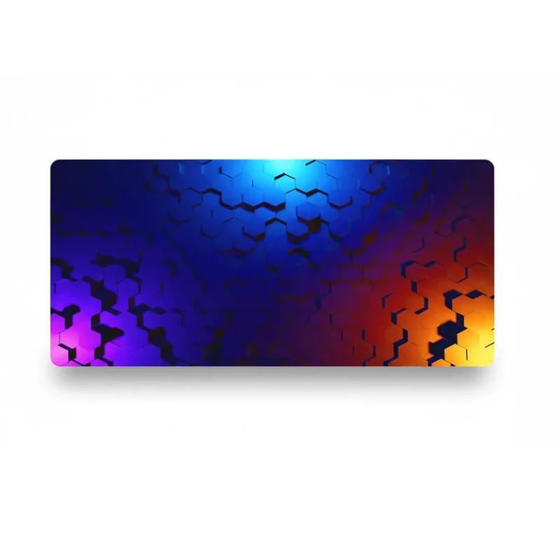 XXL Geometric Gaming Mouse Pad — Purple & Orange Honeycomb | PopMyPad