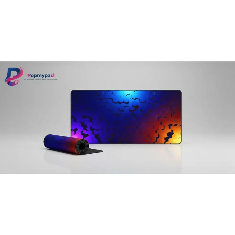 XXL Geometric Gaming Mouse Pad — Purple & Orange Honeycomb | PopMyPad