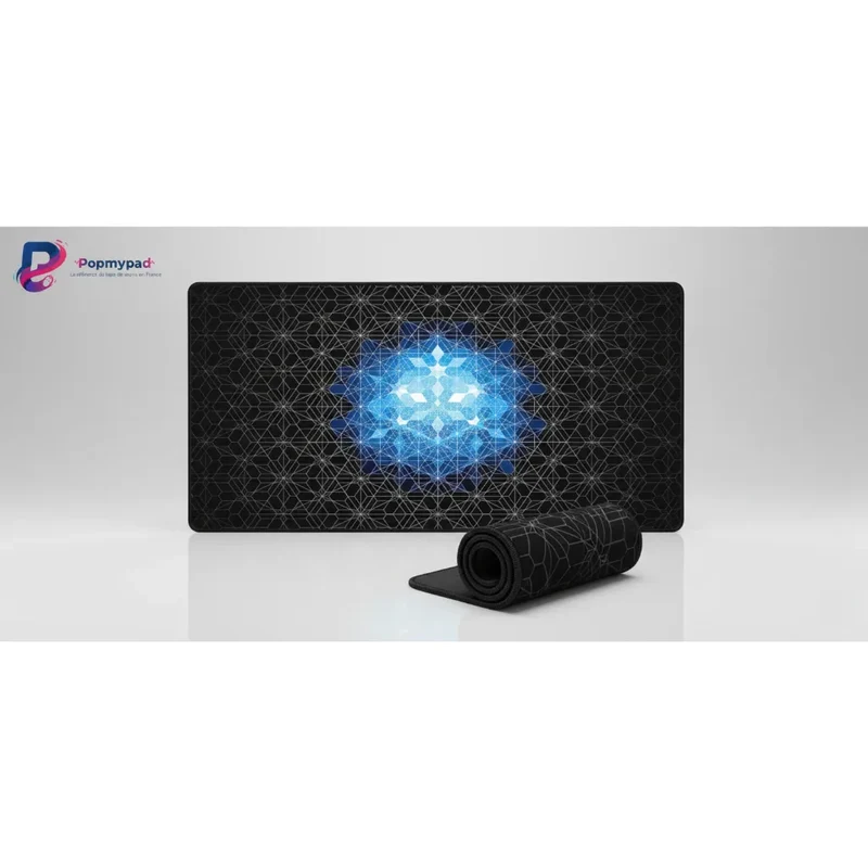 XXL Geometric Mouse Pad — Blueprint Blue Fractal | PopMyPad