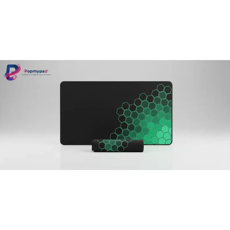 XXL Geometric Gaming Mouse Pad — Emerald Hexagons | PopMyPad