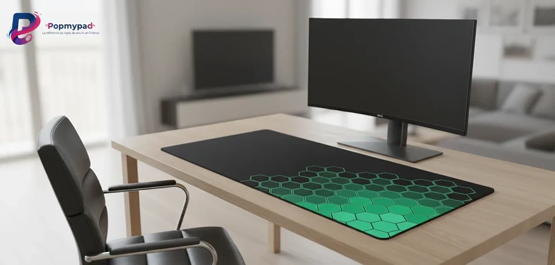 XXL Geometric Gaming Mouse Pad — Emerald Hexagons | PopMyPad