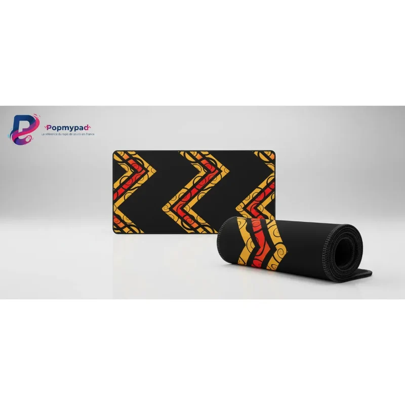 XXL Geometric Mouse Pad — Tribal Fire Chevrons | PopMyPad