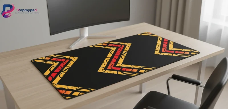XXL Geometric Mouse Pad — Tribal Fire Chevrons | PopMyPad