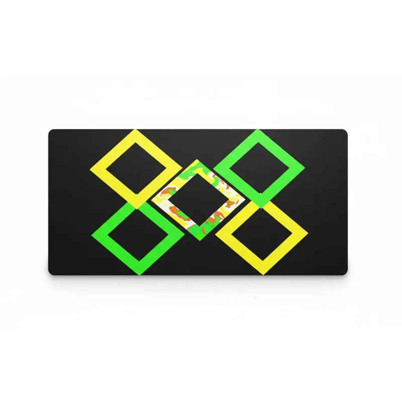 XXL Geometric Gaming Mouse Pad — Neon Diamonds & Camo Core | PopMyPad