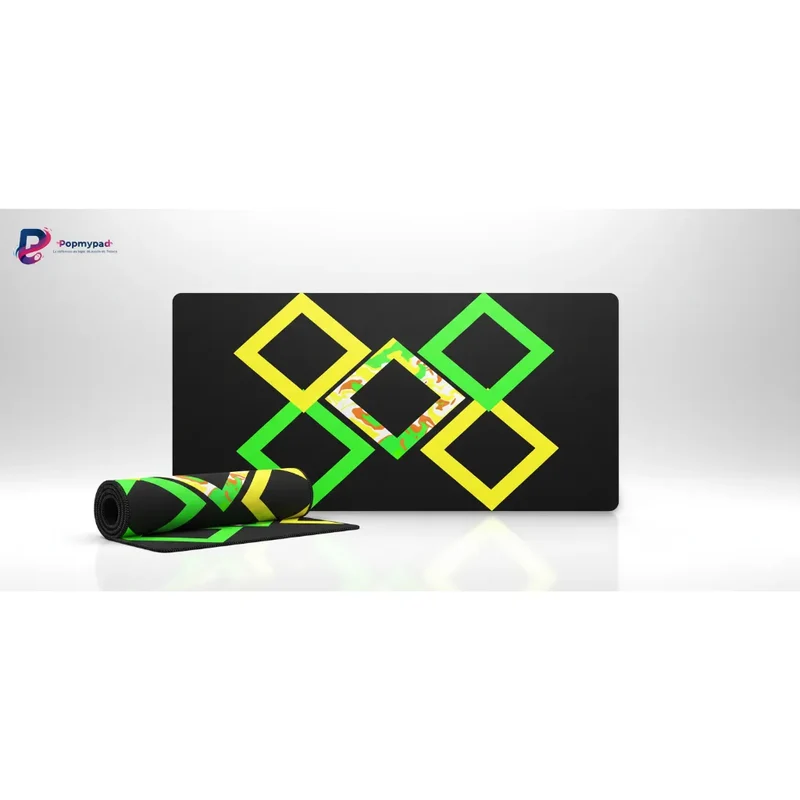XXL Geometric Gaming Mouse Pad — Neon Diamonds & Camo Core | PopMyPad