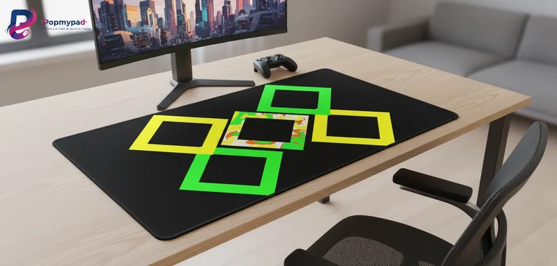XXL Geometric Gaming Mouse Pad — Neon Diamonds & Camo Core | PopMyPad