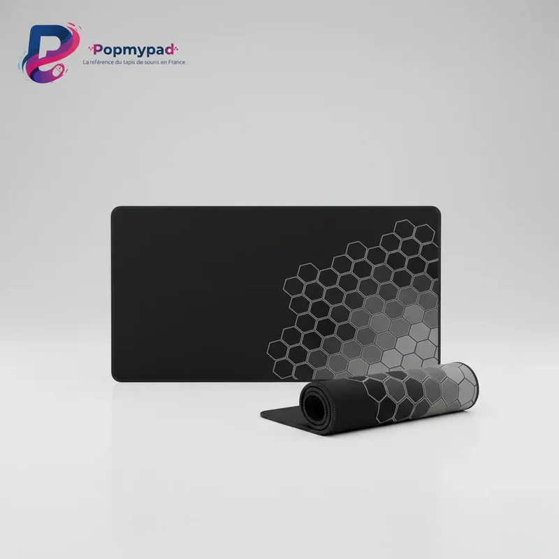 XXL Geometric Mouse Pad — Monochrome Hexa-Core | PopMyPad