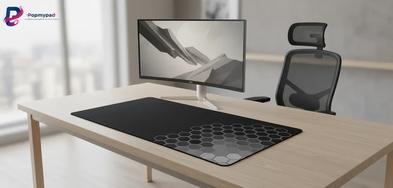 XXL Geometric Mouse Pad — Monochrome Hexa-Core | PopMyPad