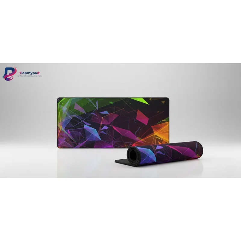 XXL Geometric Gaming Mouse Pad — Magenta & Acid Green Facets | PopMyPad