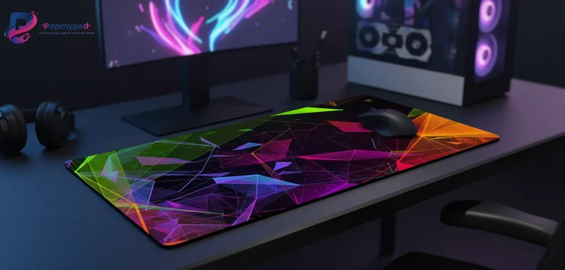 XXL Geometric Gaming Mouse Pad — Magenta & Acid Green Facets | PopMyPad