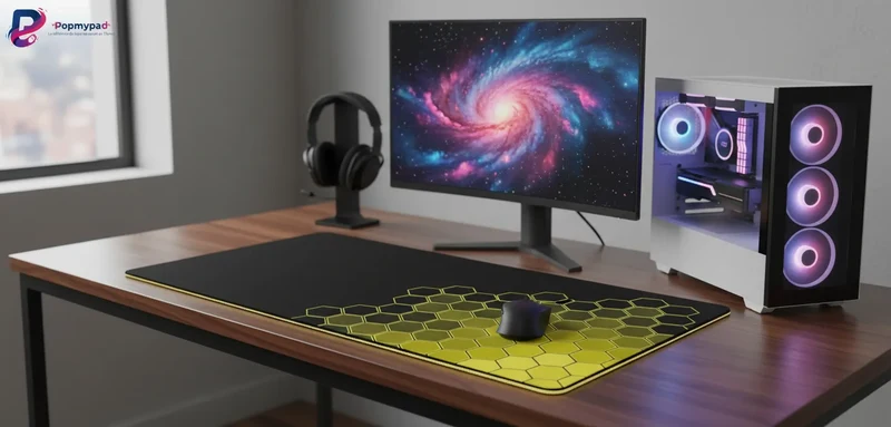 XXL Geometric Mouse Pad — Honeycomb Gold | PopMyPad