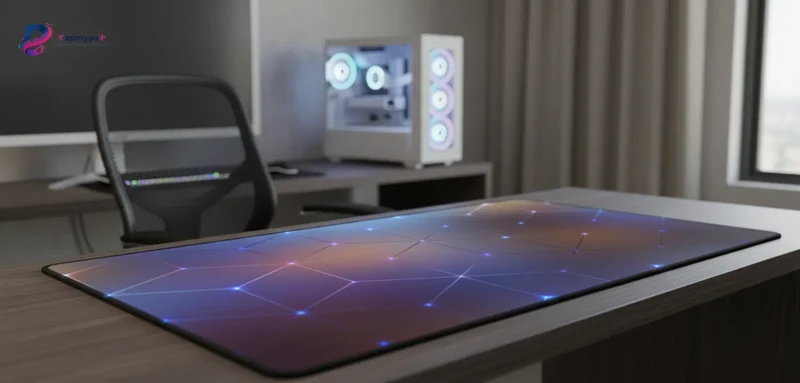 XXL Geometric Gaming Mouse Pad — Neon Stellar Pattern | PopMyPad