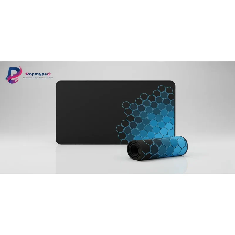 XXL Geometric Gaming Mouse Pad — Blue Hexagonal Matrix | PopMyPad