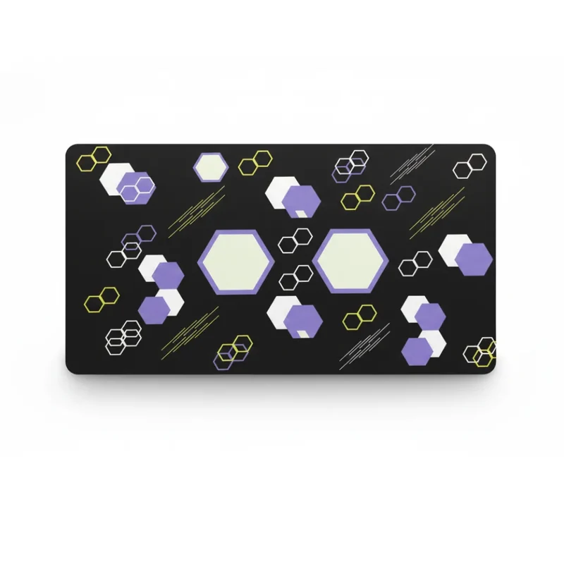 XXL Geometric Mouse Pad — Purple & Lemon Hexagons | PopMyPad