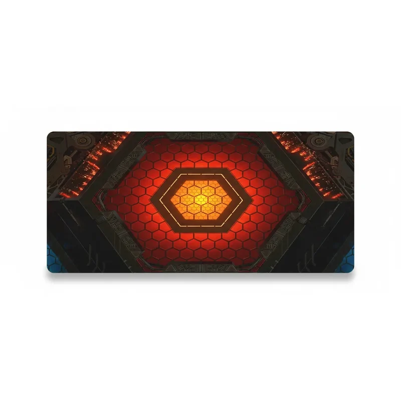 XXL Geometric Gaming Mouse Pad — Amber Fusion Core | PopMyPad