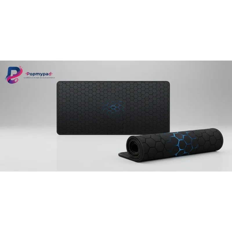XXL Geometric Gaming Mouse Pad — Cyan Hex-Core | PopMyPad