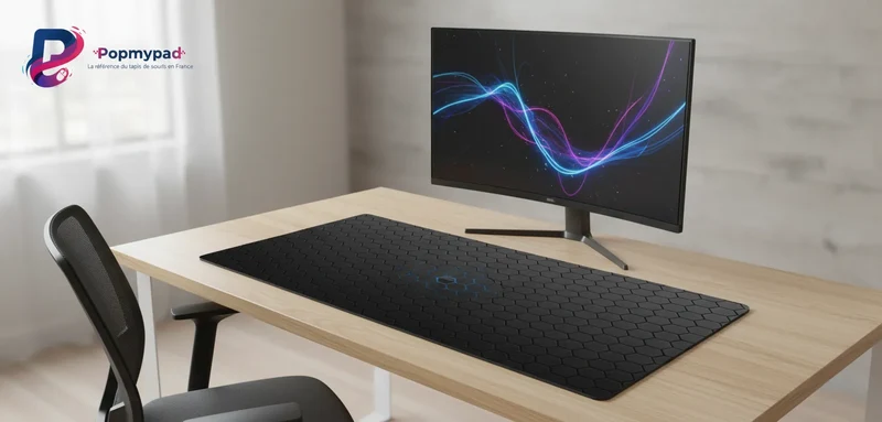 XXL Geometric Gaming Mouse Pad — Cyan Hex-Core | PopMyPad