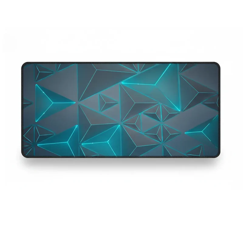 Tapis de Souris Gamer XXL Géométrique — Triangles Néon Cyan | PopMyPad