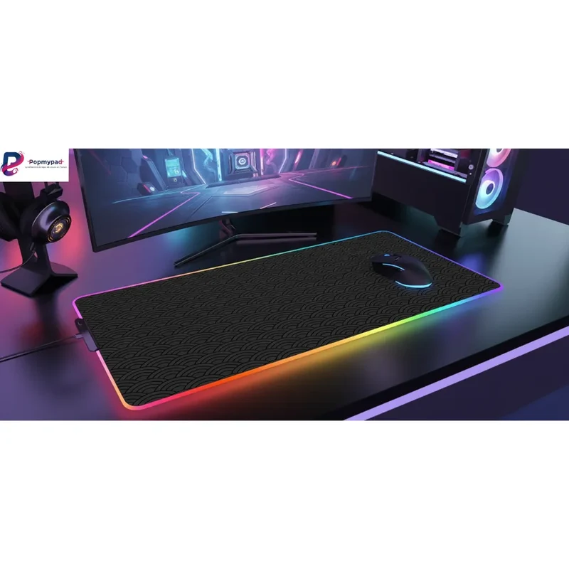 Japanese XXL RGB Mouse Pad — Esports Seigaiha Waves | PopMyPad