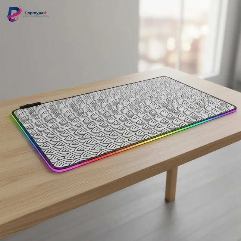 Japanese XXL RGB Mouse Pad — Zen Seigaiha Pattern | PopMyPad