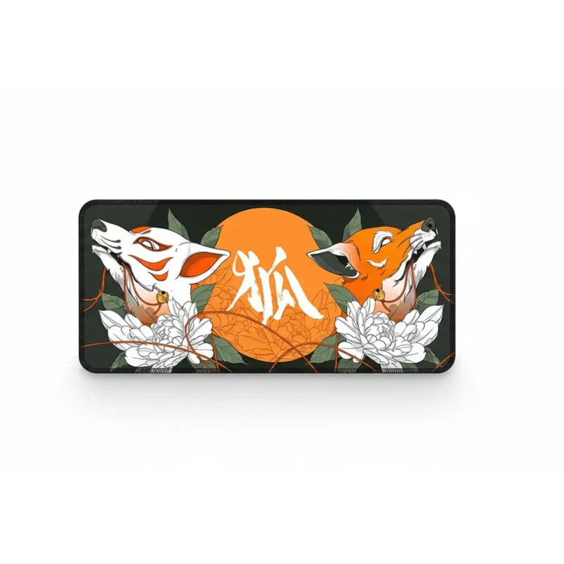 Japanese XXL Mouse Pad — Kitsune Duo and Calligraphy | PopMyPad