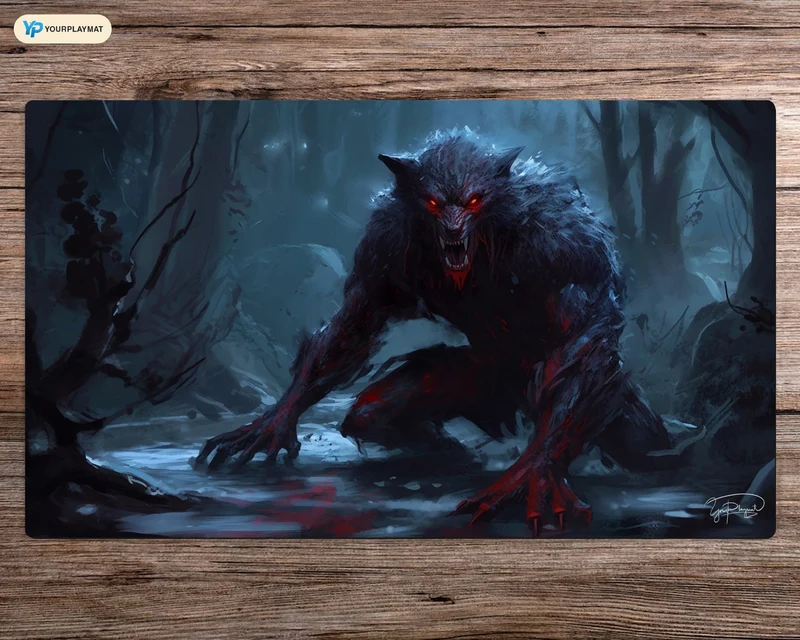 Bloodstained Fangs - MTG Spielmatte - 24 x 14 inches - MTG Geschenke - MTG Zubehör - Magie Tischmatte
