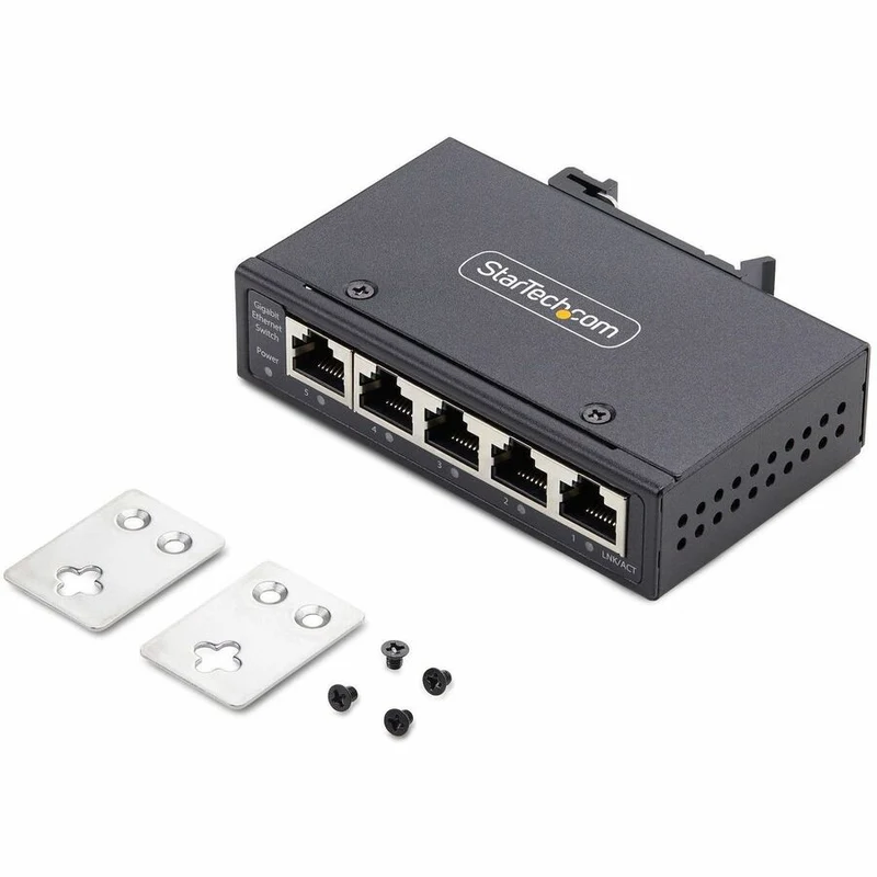 StarTech.com Commutateur réseau industriel non géré à 5 ports, Ethernet 10/100/1000, montage sur rail DIN/mural, indice de protection IP30, -40 °C à 167 °C, 9 à 60 V CC, TAA I51G-ETHERNET-SWITCH