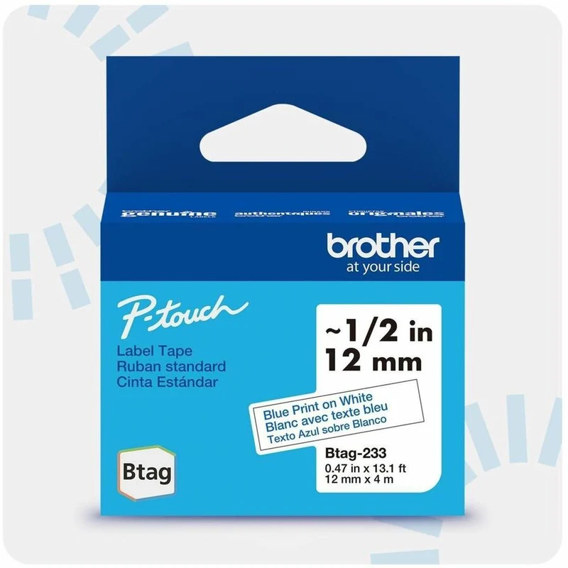 Ruban d'étiquettes bleu sur blanc Brother P-touch BTAG-233 BTAG233