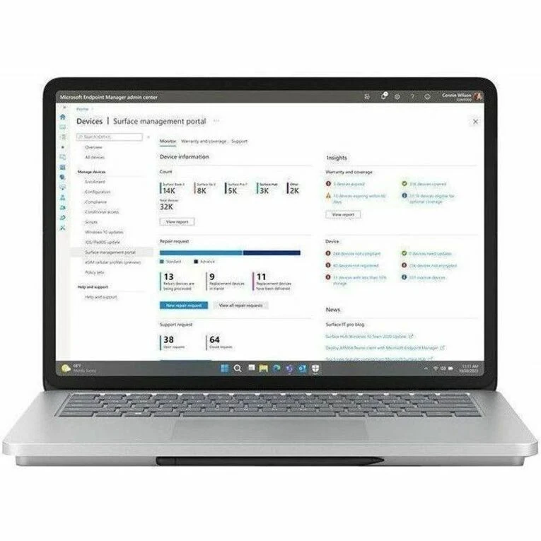 Microsoft Surface Laptop Studio 2 14.4" Écran tactile convertible (curseur flottant) Ordinateur portable 2 en 1 - Intel Core i7 - 16 Go - SSD 512 Go - Clavier anglais, français - Platinum ZRU-00001