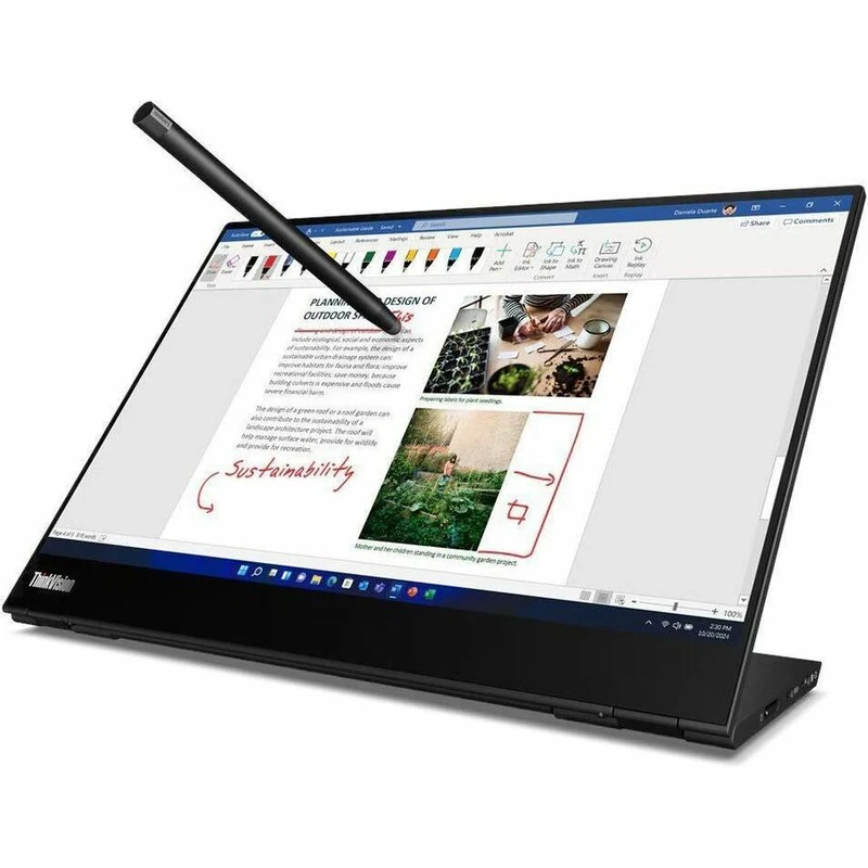 Écran tactile LED Lenovo ThinkVision M14t de 14 pouces (355.60 mm) - 16:10 - 6 ms 63FDUAR6US