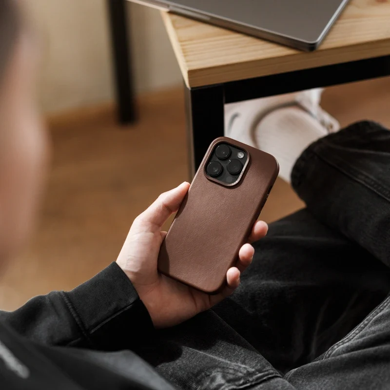 iPhone 15 Pro étui en cuir Vegan