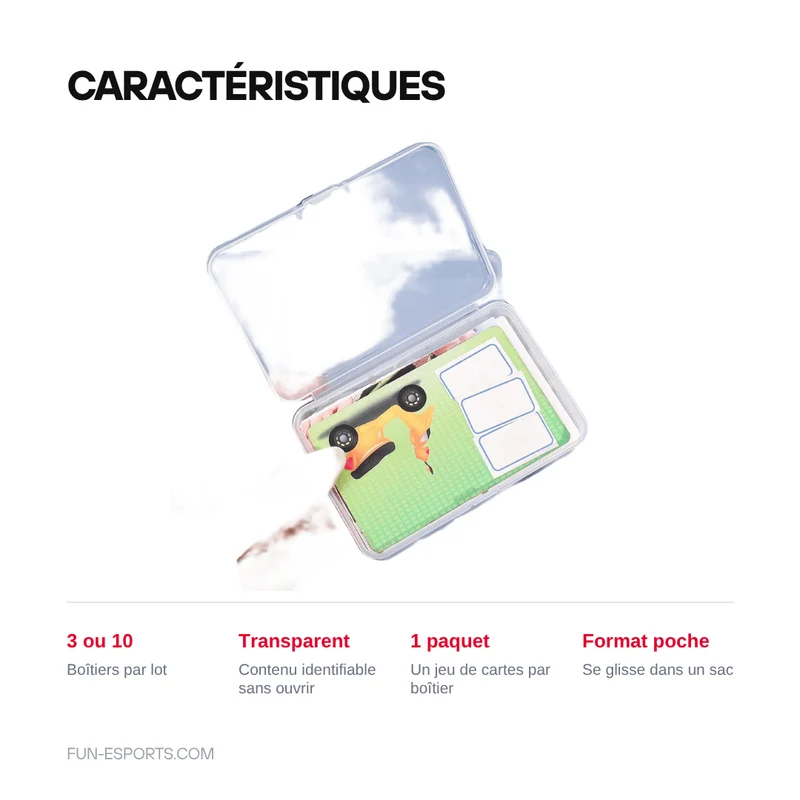 Boîtes de rangement transparentes pour cartes de jeu — lot de 3 ou 10