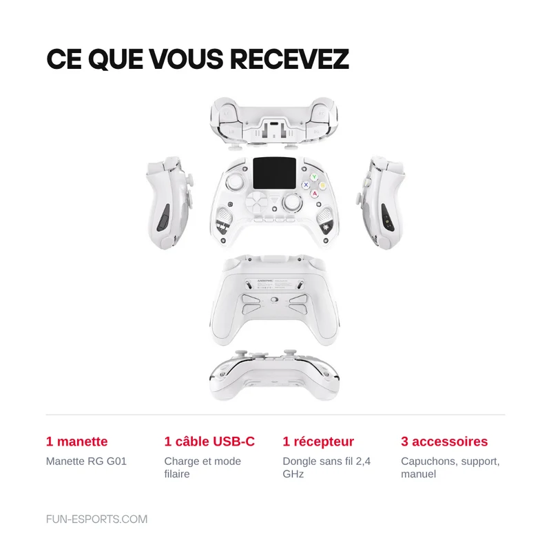 Manette sans fil Anbernic RG G01 — écran IPS 2,5D, 1000 Hz