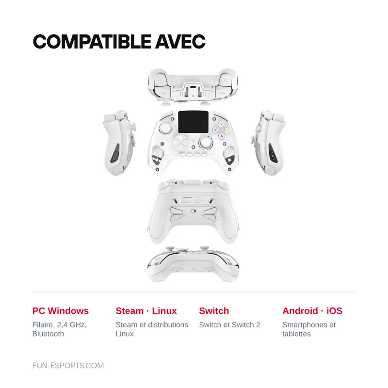 Manette sans fil Anbernic RG G01 — écran IPS 2,5D, 1000 Hz