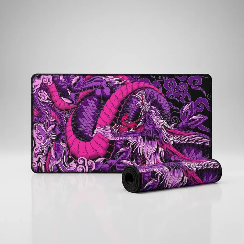 XXL Japanese Gaming Mouse Pad — Violet & Magenta Dragon | PopMyPad
