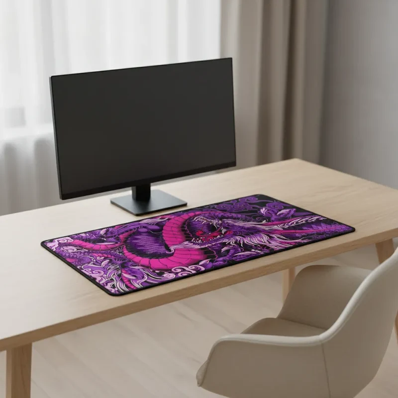 XXL Japanese Gaming Mouse Pad — Violet & Magenta Dragon | PopMyPad