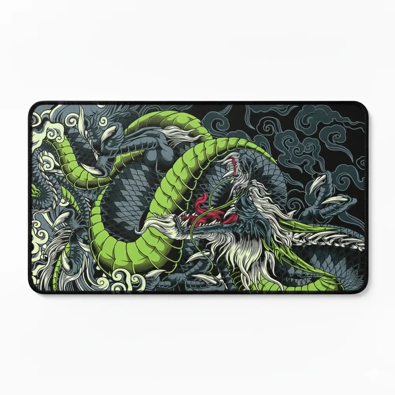 XXL Japanese Gaming Mouse Pad — Emerald Green Dragon | PopMyPad