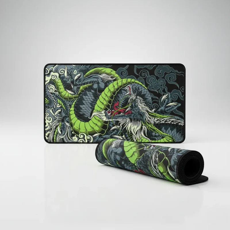 XXL Japanese Gaming Mouse Pad — Emerald Green Dragon | PopMyPad