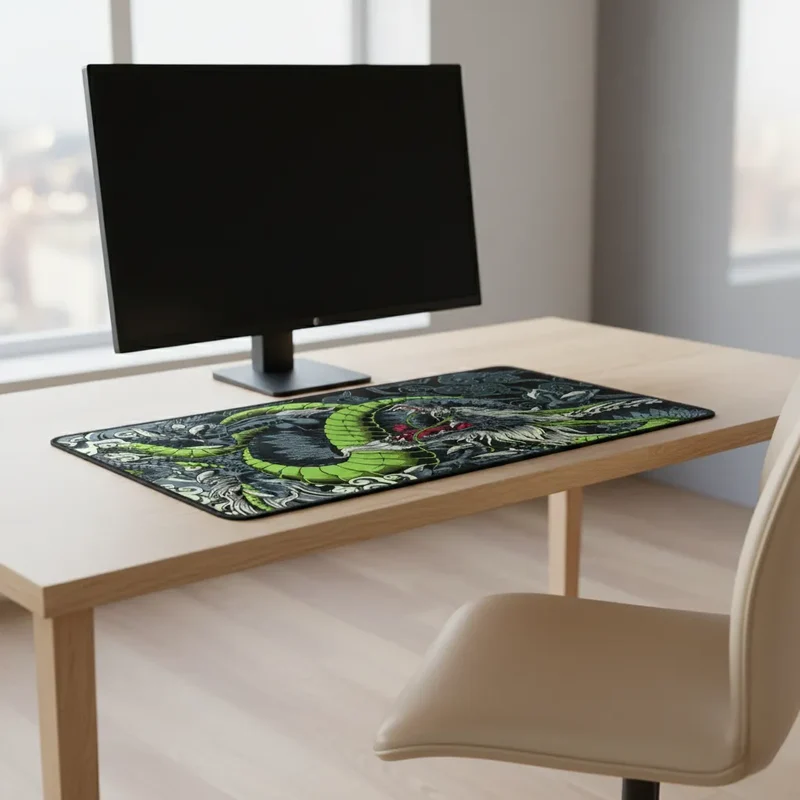 XXL Japanese Gaming Mouse Pad — Emerald Green Dragon | PopMyPad