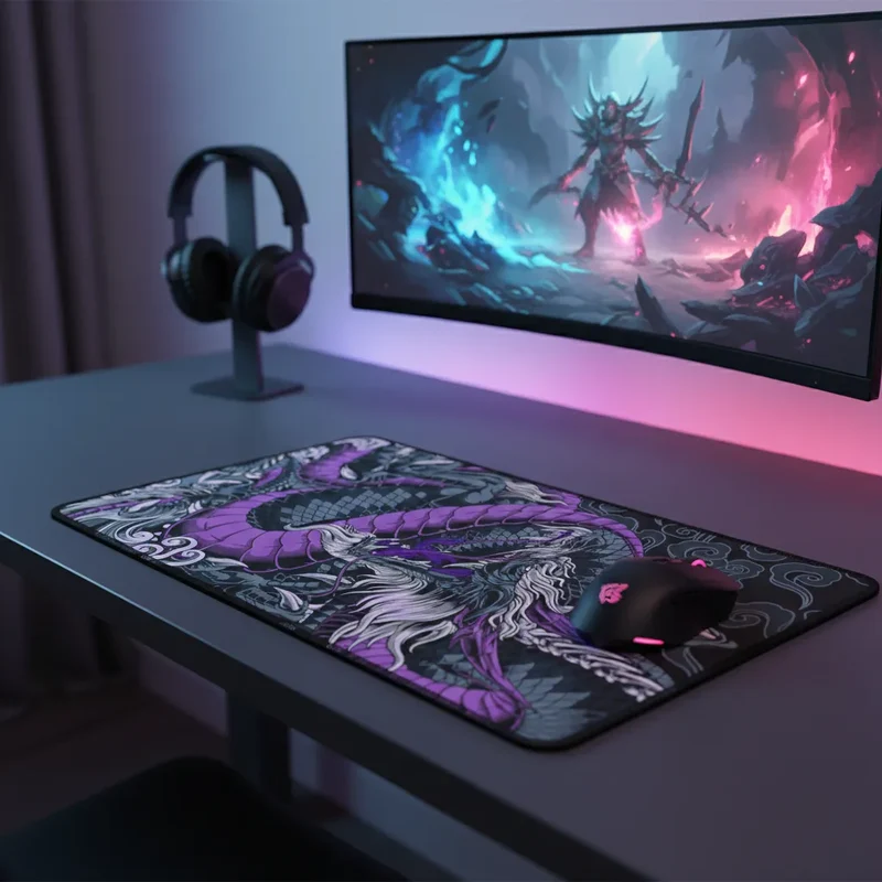 XXL Japanese Gaming Mouse Pad — Ancestral Purple Dragon | PopMyPad