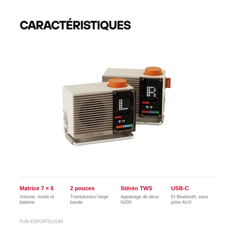 Enceinte Bluetooth Syitren N200 — afficheur à matrice de points et support inclinable