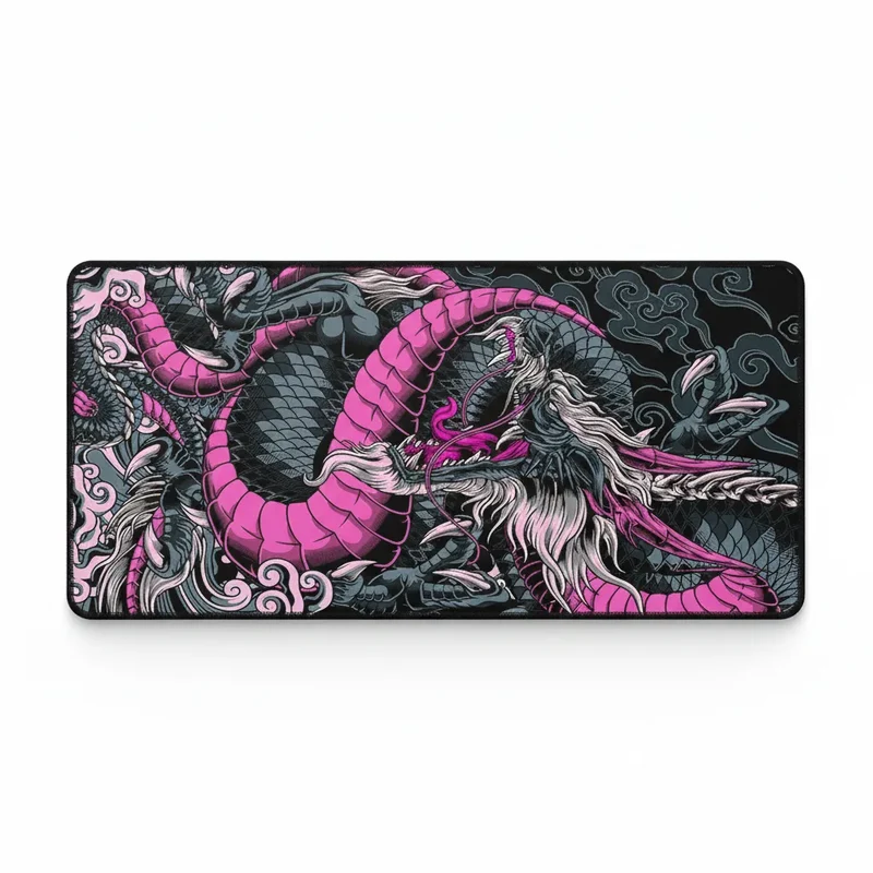 Japanese XXL Gaming Mouse Pad — Neon Pink Dragon | PopMyPad