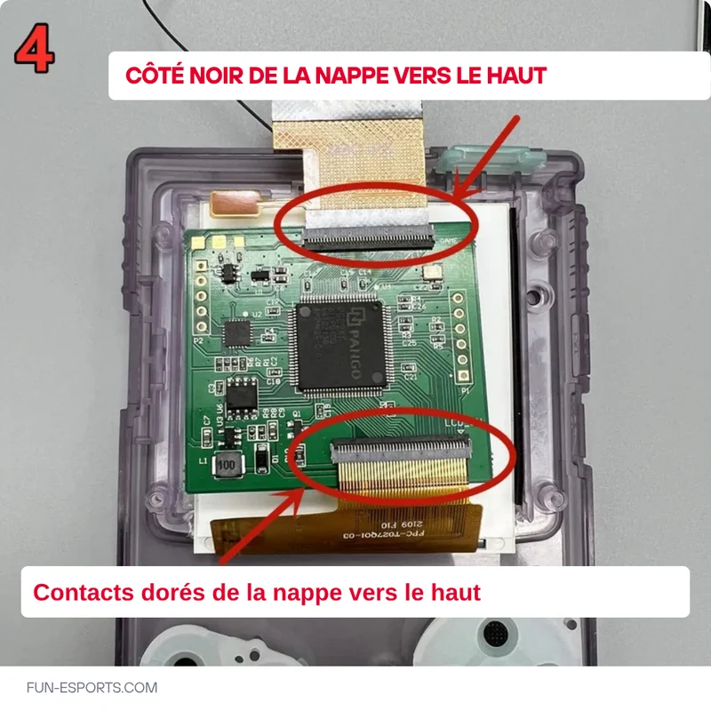 Écran IPS 2,6 pouces pour Game Boy Color — mode grille de pixels