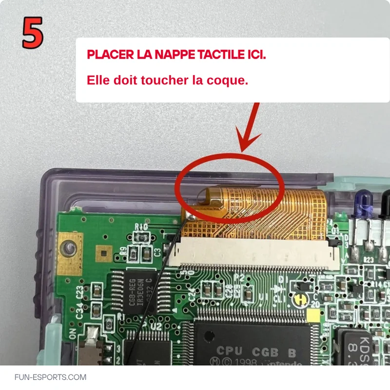 Écran IPS 2,6 pouces pour Game Boy Color — mode grille de pixels