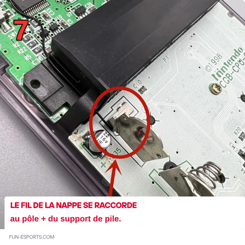 Écran IPS 2,6 pouces pour Game Boy Color — mode grille de pixels