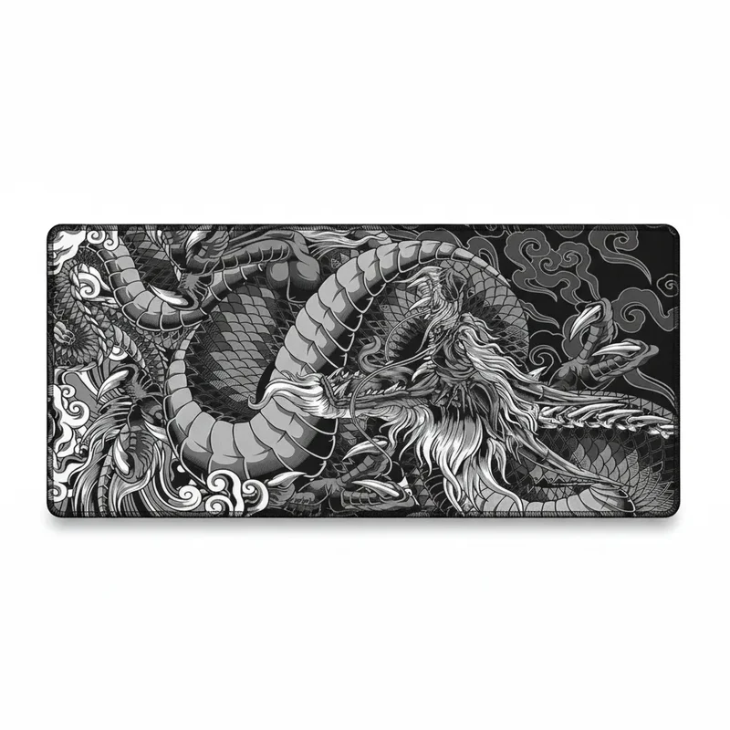 Japanese XXL Mouse Pad — Teal & Burnt Orange Dragon | PopMyPad