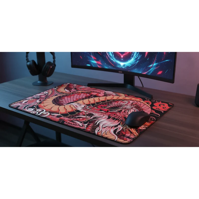 XXL Japanese Mouse Pad — Vermilion Red Dragon | PopMyPad
