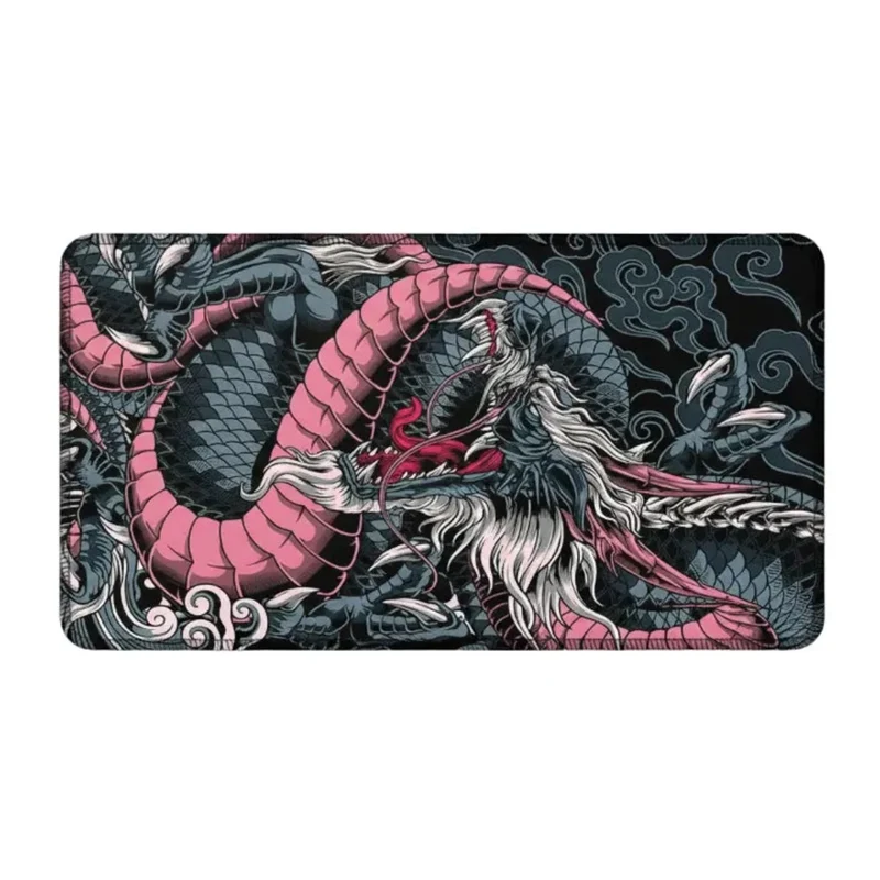 Japanese XXL Mouse Pad — Blush Pink & Charcoal Dragon | PopMyPad