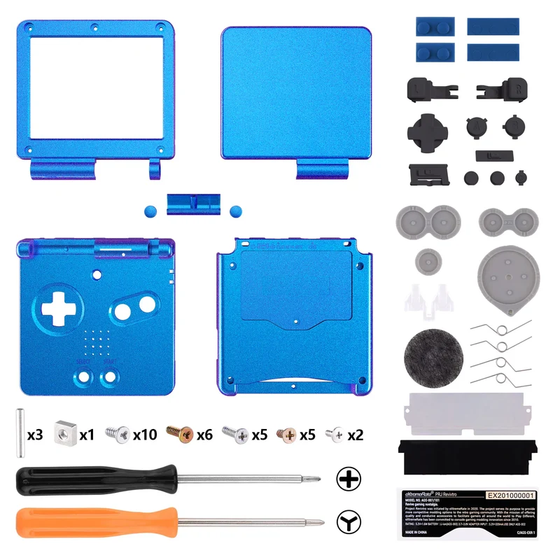 Coque complète Game Boy Advance SP IPS-ready — eXtremeRate, sans découpe