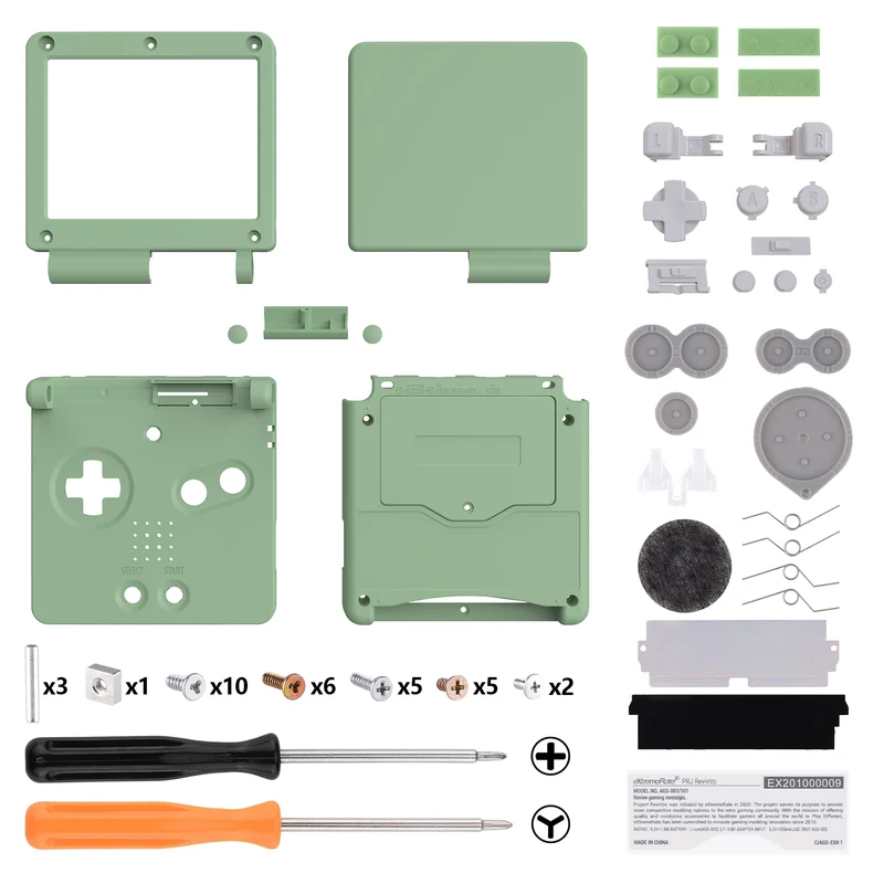 Coque complète Game Boy Advance SP IPS-ready — eXtremeRate, sans découpe